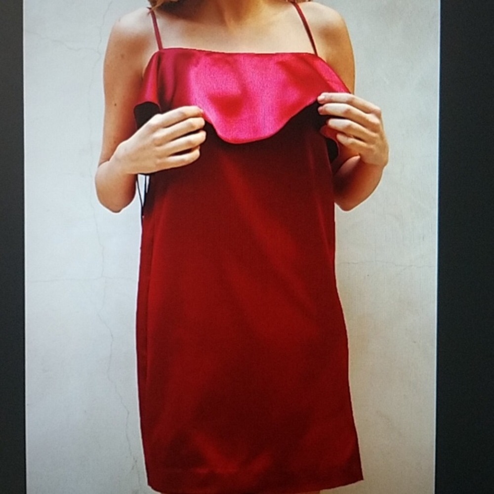 Silky ruffle details mini dress